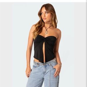 Edikted black twisted split front tube top